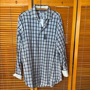 Thomas Dean Blue, green and White Plaid Shirt